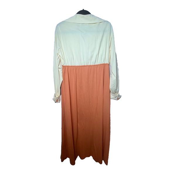 Vanity Fair Mod Yellow Orange Nylon Gown Lounge Dress Small Big Collar 60s 70s - Picture 10 of 13